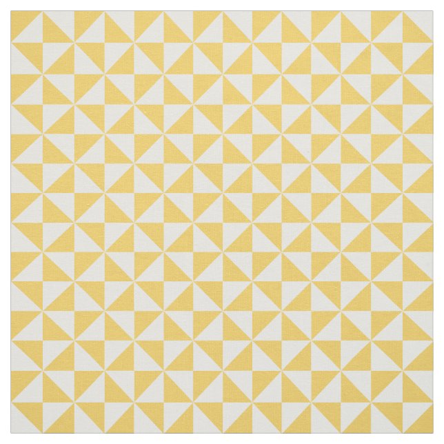 Yellow White Modern Triangles Pattern Fabric (Swatch)