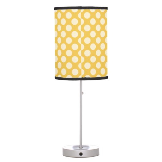 Yellow White Monogram Polka Dot Pattern Table Lamp (Back)