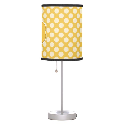 Yellow White Monogram Polka Dot Pattern Table Lamp (Right)