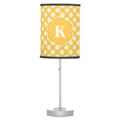Yellow White Monogram Polka Dot Pattern Table Lamp (Front)