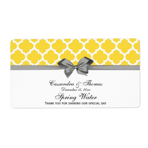 Yellow White Moroccan Gray Party Water Label