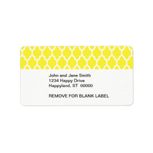 Yellow White Moroccan Quatrefoil Pattern #4 Label