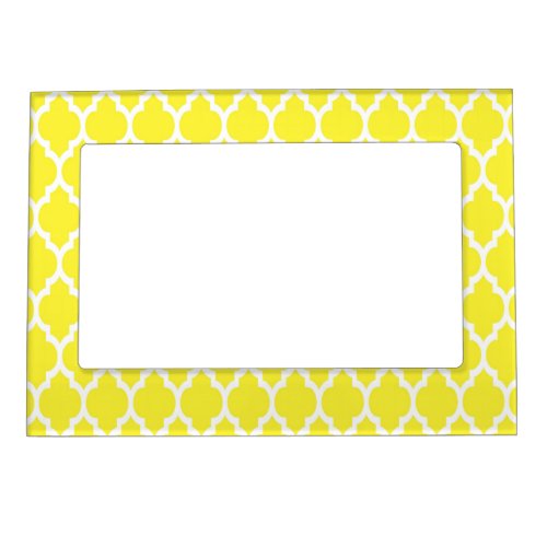 Yellow White Moroccan Quatrefoil Pattern 4 Magnetic Picture Frame