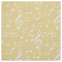 yellow white music notes pattern fabric