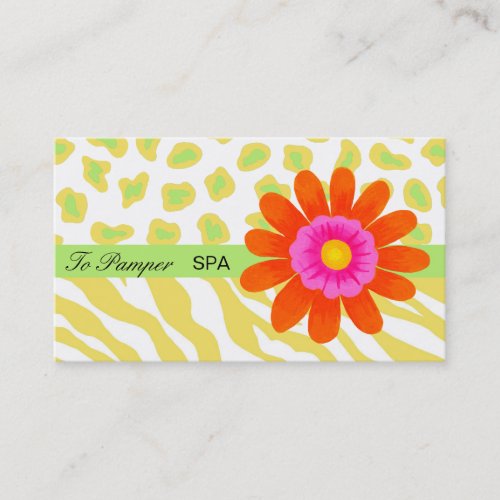 Yellow White Orange  Green Zebra  Cheetah Skin Business Card