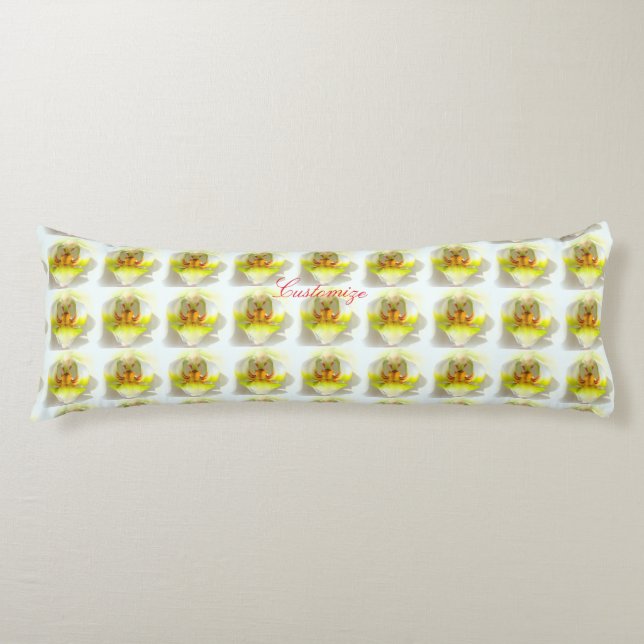 yellow white orchids floral  pattern body pillow (Front)