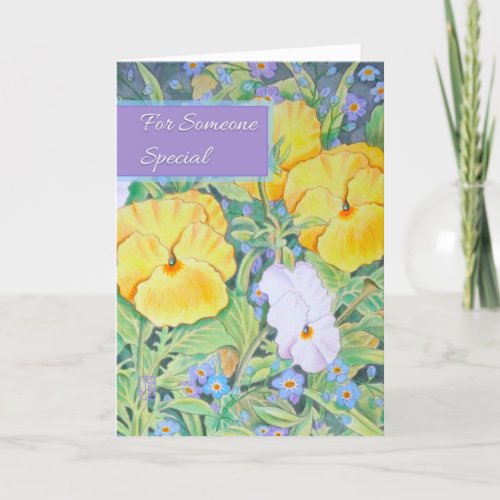 YellowWhite Pansies For Someone Special Birthday Card