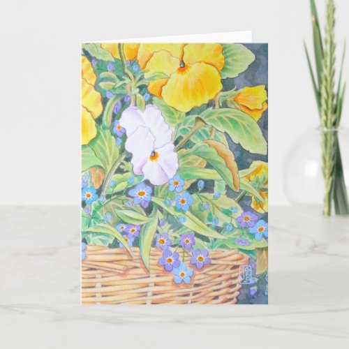 Yellow  White Pansies Get Well Card