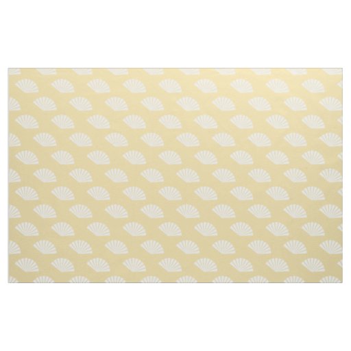 Yellow white paper fans oriental pattern fabric