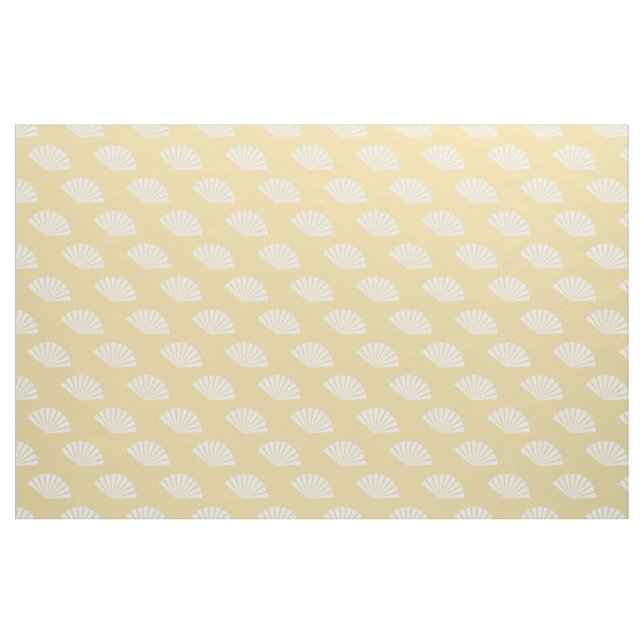 Yellow white paper fans oriental pattern fabric (Fat Quarter)