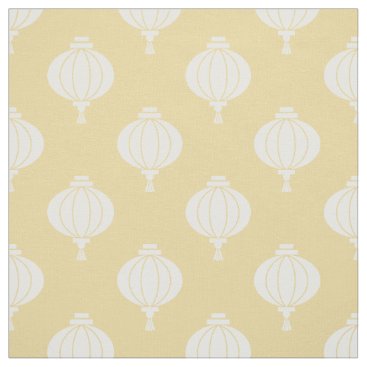 Yellow white paper lantern oriental pattern fabric
