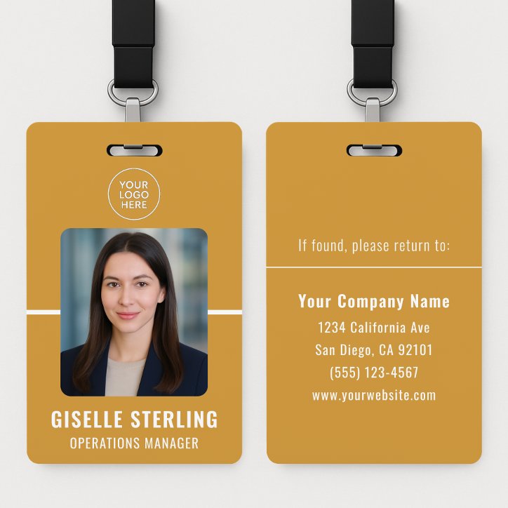 Yellow White Personalized Employee Id Card Badge