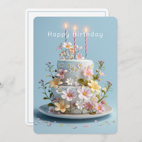 Yellow White Pink Sugar Wildflowers Birthday Card