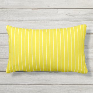 Yellow & White Pinstripes Outdoor Lumbar Pillow