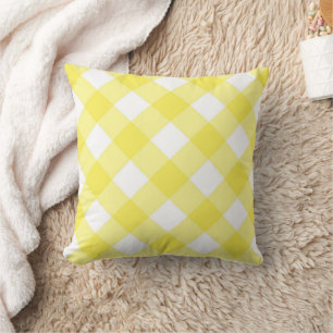 Yellow & White Plaid Throw Pillow 