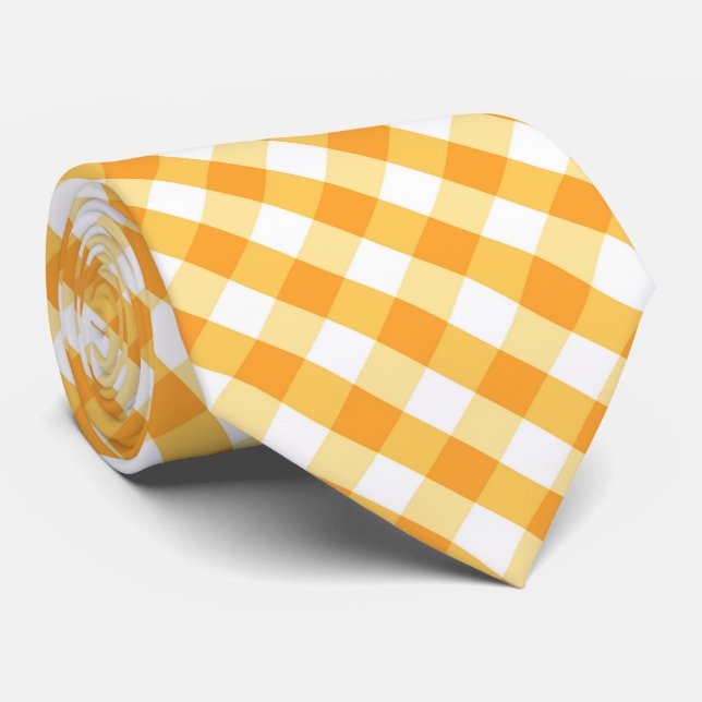 yellow white plaid tiled pattern  neck tie (Rolled)
