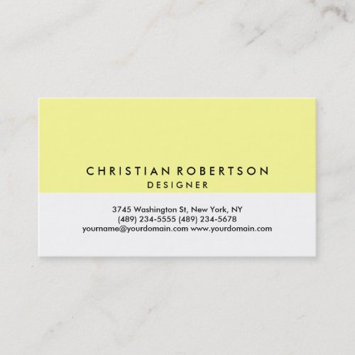 Yellow White Plain Modern Business Card