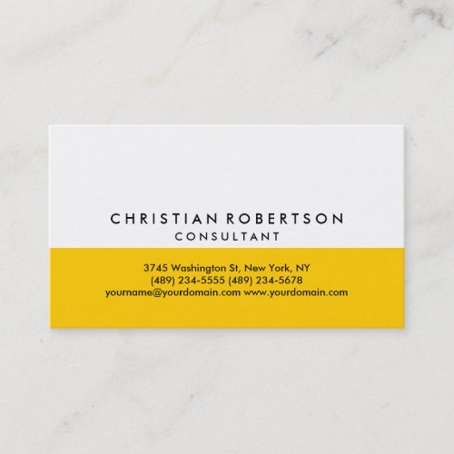 Yellow White Plain Modern Consultant Business Card