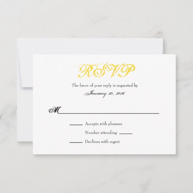 Yellow White Plain Simple Wedding RSVP Cards (Front)