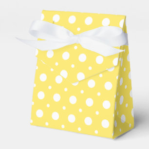 Yellow, white polka dot pattern wedding favor boxes