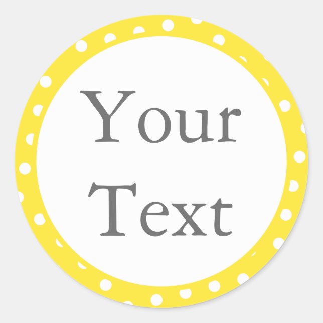 Yellow & White Polka Dot Stickers w/ Custom Text (Front)