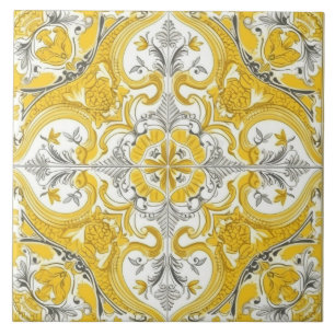Yellow & White Portuguese Ceramic Tile