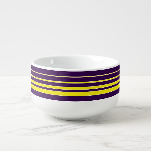 Yellow , white & purple  soup mug (Front)