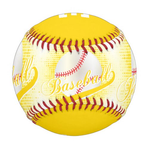 Yellow  White Retro Baseball Sports