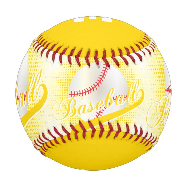 Yellow | White Retro Baseball Sports (Back)