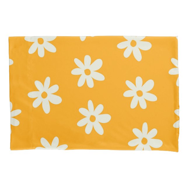 Yellow White Retro Y2K Flower Pattern Pillow Case (Front)