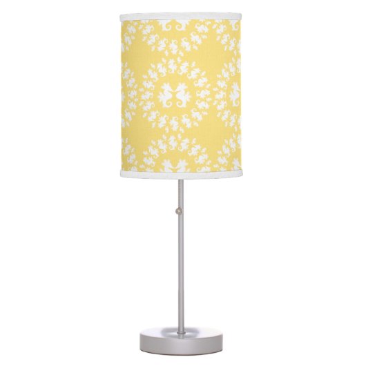 Yellow & White Seahorse Pattern Table Lamp (Front)