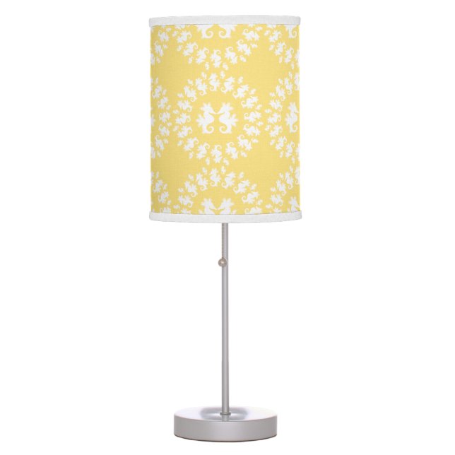 Yellow & White Seahorse Pattern Table Lamp (Front)