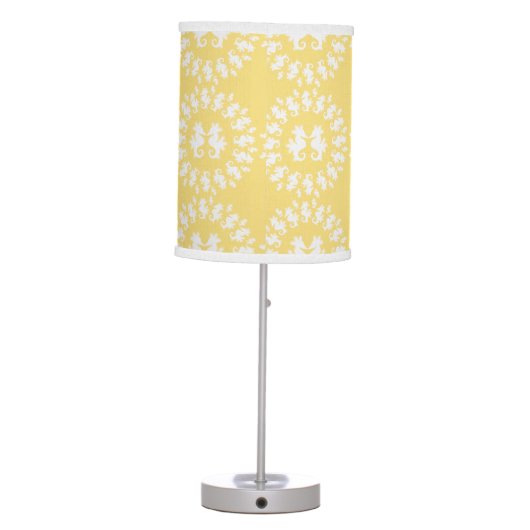 Yellow & White Seahorse Pattern Table Lamp (Back)
