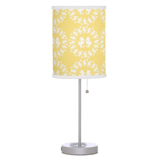 Yellow & White Seahorse Pattern Table Lamp (Left)