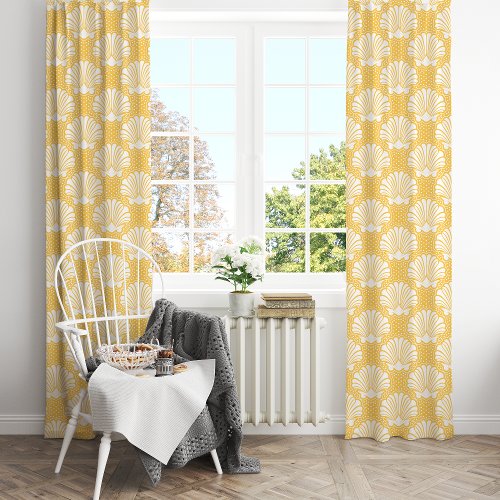 Custom Window Curtains 13 Yellow &Amp;Amp; White Seashell Coastal Blackout Curtains