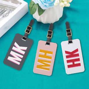 Yellow & White Shadow Monogram Bachelorette Travel Luggage Tag