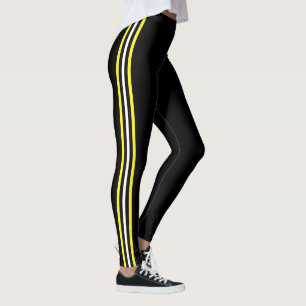 Yellow White Side Stripe Black Leggings Your Color