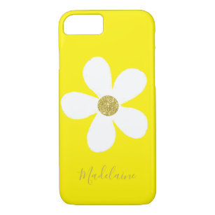 Yellow White Simple Daisy Gold Personal iPhone 8/7 Case