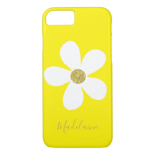 Yellow White Simple Daisy Gold Personal iPhone 87 Case