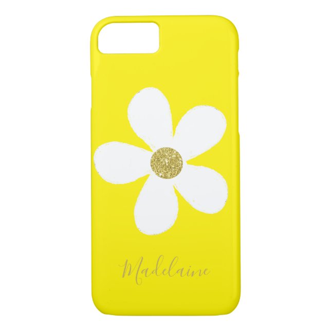 Yellow White Simple Daisy Gold Personal Case-Mate iPhone Case (Back)