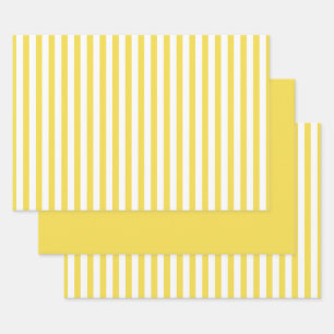 yellow White Simple Stripes Pattern Geometric Wrapping Paper Sheets