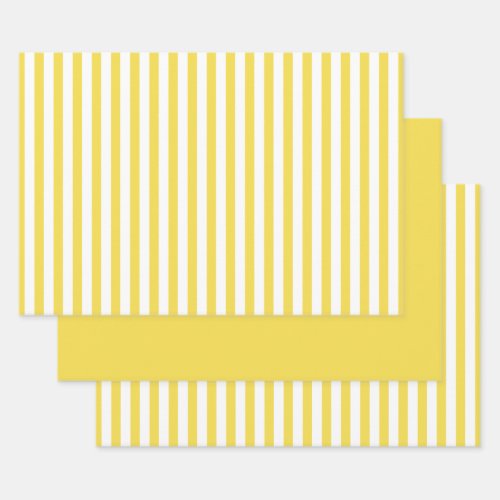 yellow White Simple Stripes Pattern Geometric Wrapping Paper Sheets