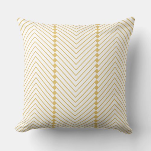 yellow white Small Squares and Zig Zag Lines Throw Pillow