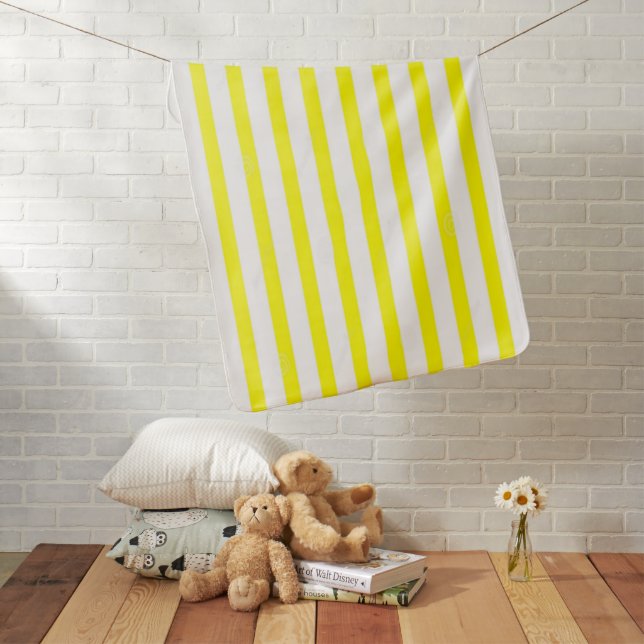 Yellow & White Stripe Baby Blanket (In Situ)