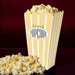 Yellow & White Striped Fresh Movie Popcorn Favor Boxes