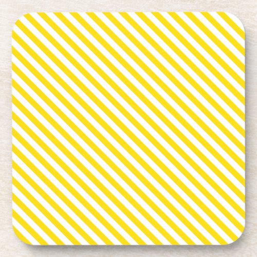 Yellow White Striped Modern Decorative Template Th Beverage Coaster