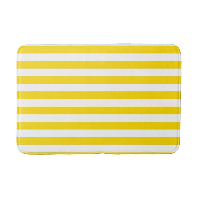 Yellow White Striped Modern Template Medium Bath Mat (Front)