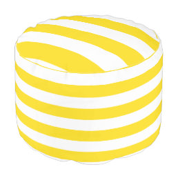 Yellow White Striped Modern Template Round Indoor Pouf