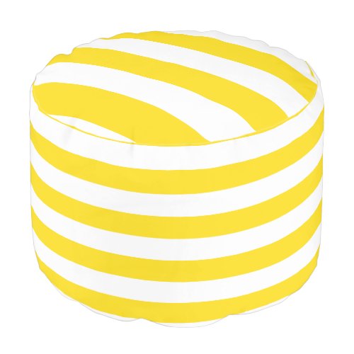 Yellow White Striped Modern Template Round Indoor Pouf