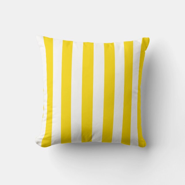 Yellow White Striped Stylish Template Modern Chic Throw Pillow (Front)
